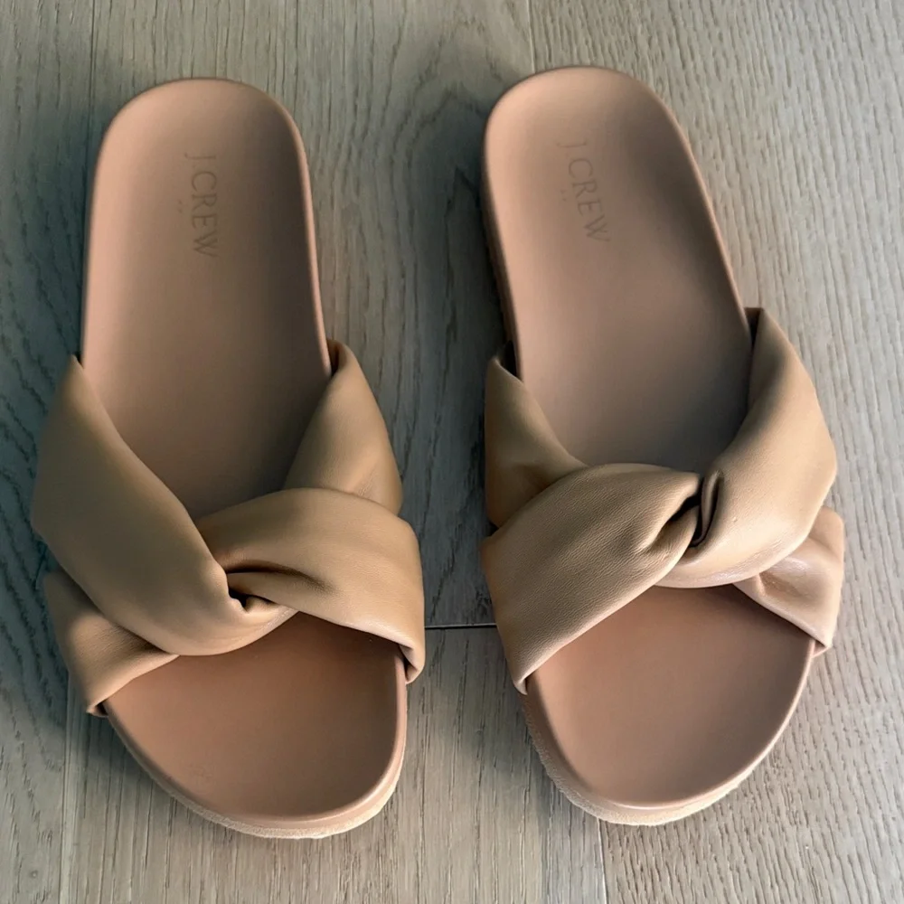 J. Crew Knotted Slide Sandals in Beige Tan - Picture 1 of 3